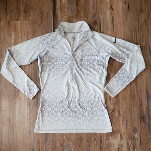 Women's Nike Pro Dry-Fit Large Silver & Gray 1/2 Zip Pullover